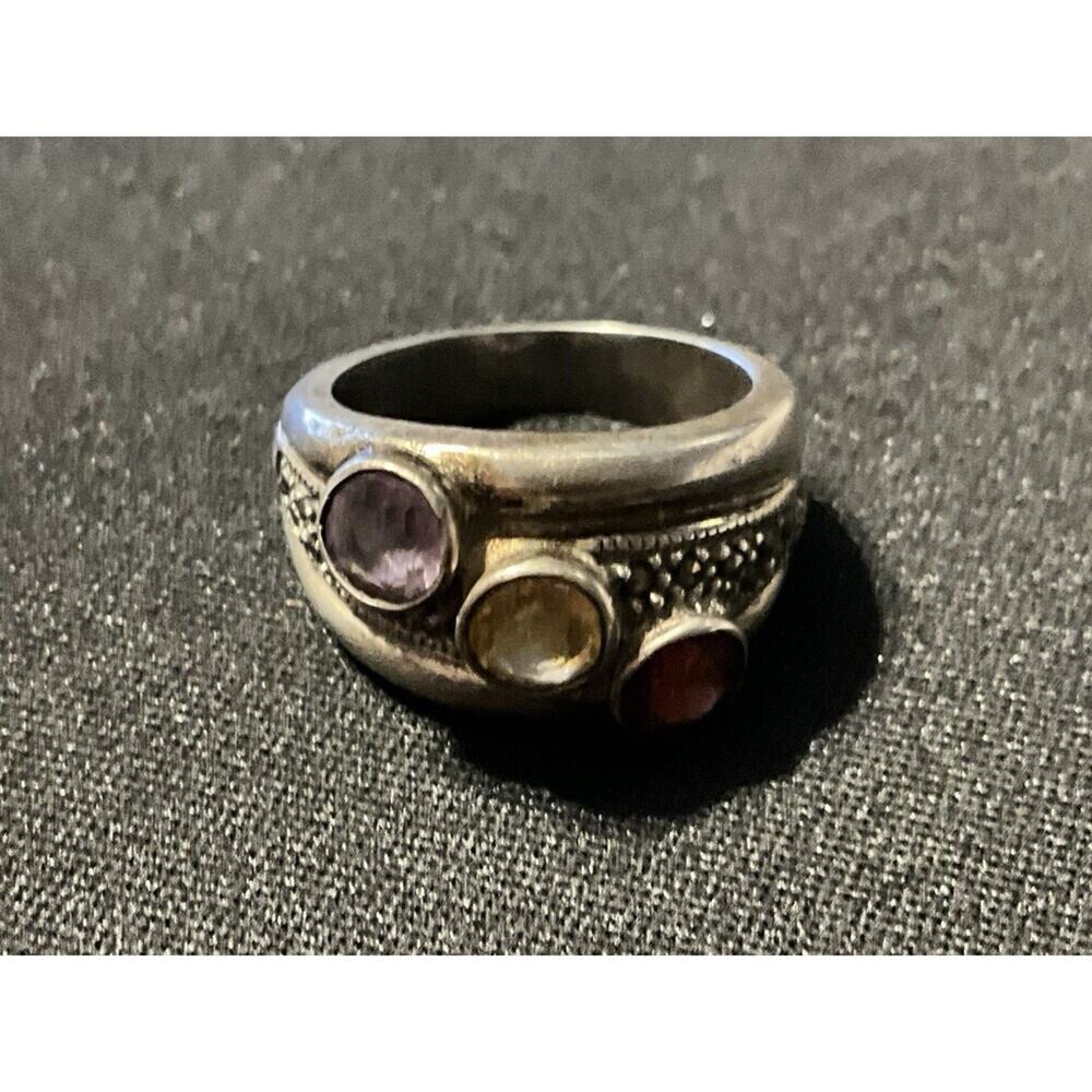 Judith‎ Jack Vintage Garnet, Citrine, Amethyst, Marcasite Size 7 Ring